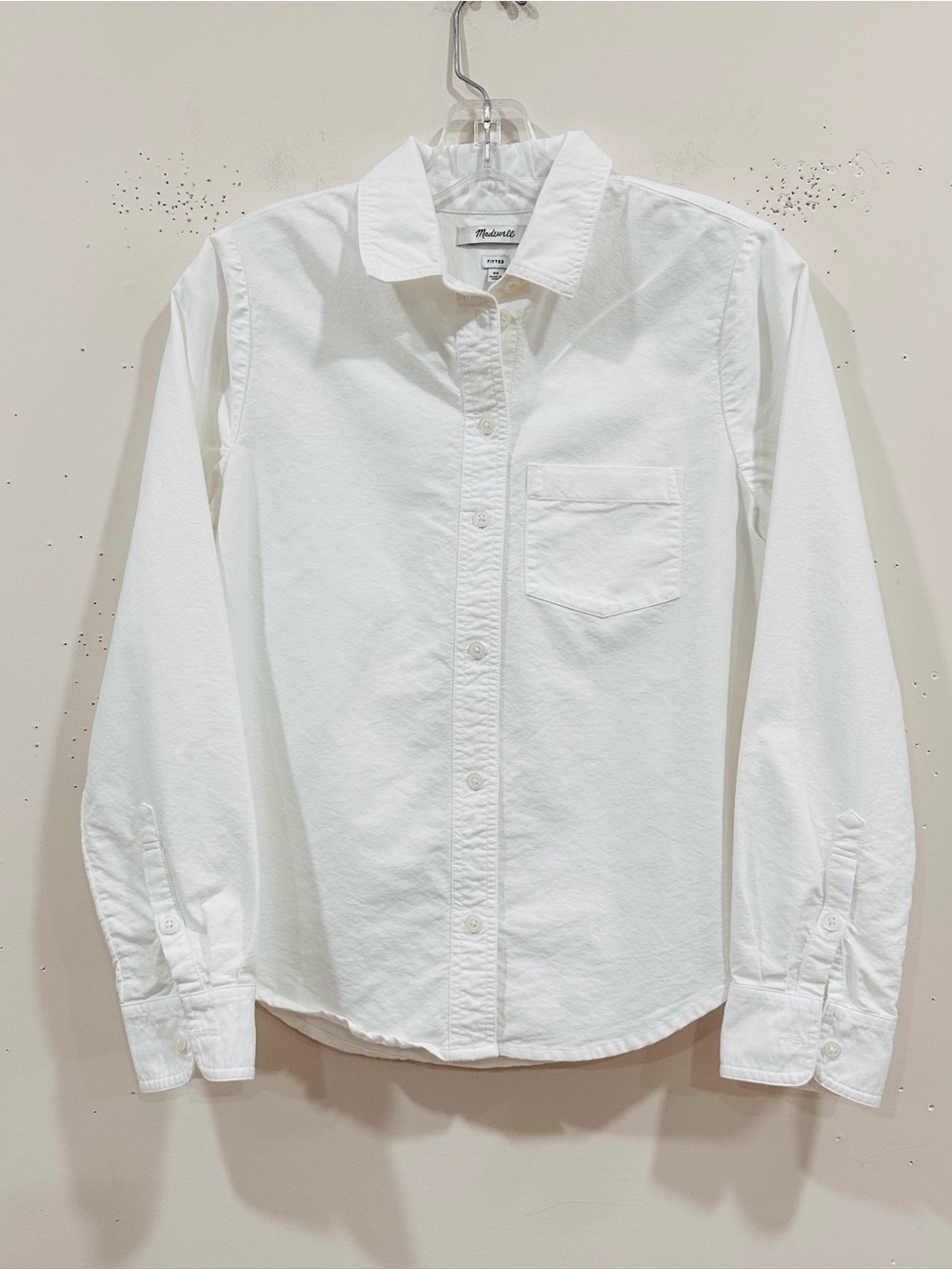 Madewell White Cotton Long Sleeve Button Up Shirt Pocket Top Women's Size XS